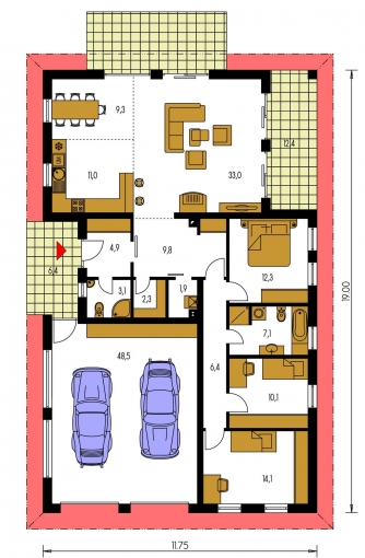 Grundriss des Erdgeschosses - BUNGALOW 44